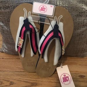 Juicy Navy and Pink flip flops with rhinestone detail
